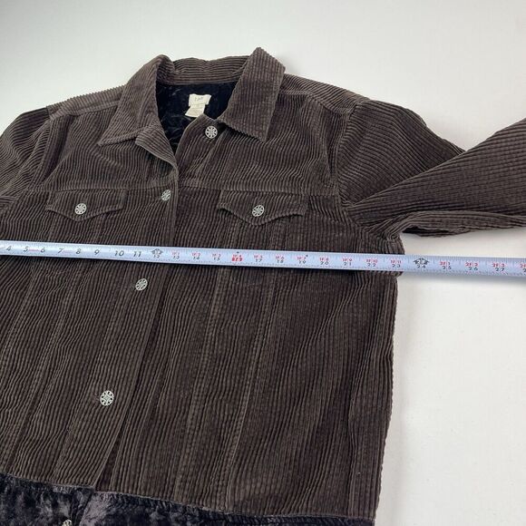 J Jill Corduroy Jacket Womens 1X Plus Velvet Trim Brown Classic Preppy Outerwear - Picture 6 of 12